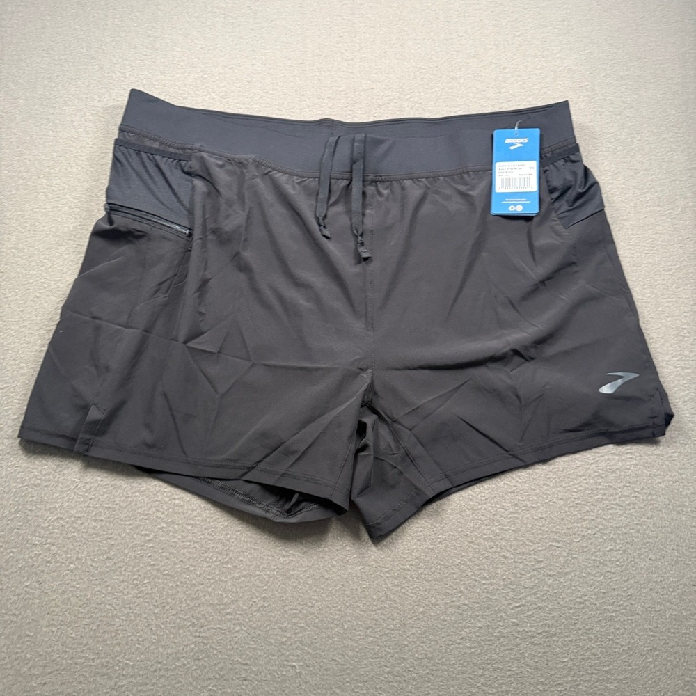 Brooks Sherpa 5" 2-in-1 Shorts Mens XXL Black Running Athletic 211331001.045